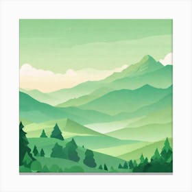 Misty mountains background in green tone 153 Canvas Print