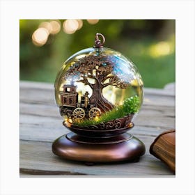 Tree In A Glass Globe Canvas Print