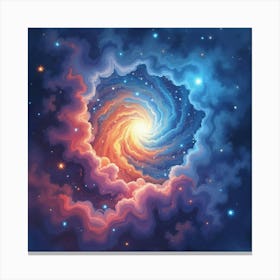 Watercolor Cosmic Painting With Bright Star Patterns 1 Canvas Print