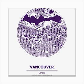 Vancouver City Map Coordinates Canvas Print