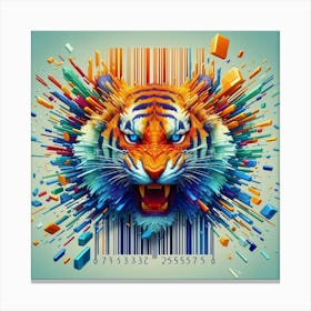 Tiger With Barcode Canvas Print