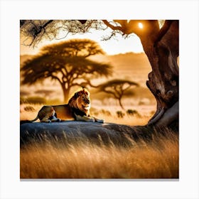 Lion In The Savannah 35 Canvas Print