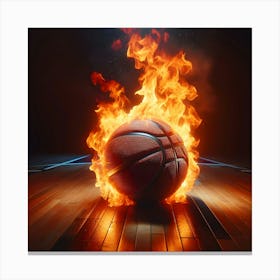 Basketball Ball On Fire Canvas Print