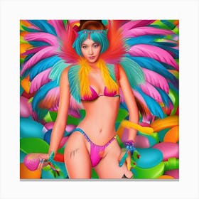 Colorful Girl In Bikini Canvas Print