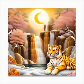 Tiger In The Moonlight Canvas Print