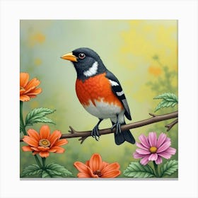 Bird On A Branch 1 Canvas Print