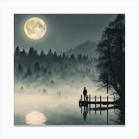 Moonlight Over The Lake Canvas Print