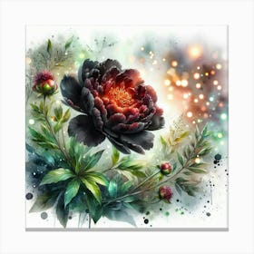 Black Peony Flower Canvas Print