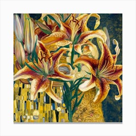 Lilies By Gustav Klimt 1 Canvas Print