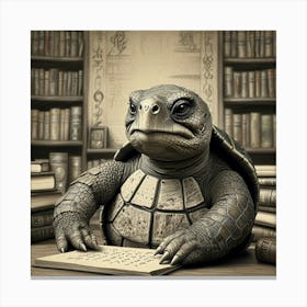 Turtle At The Library 1 Canvas Print