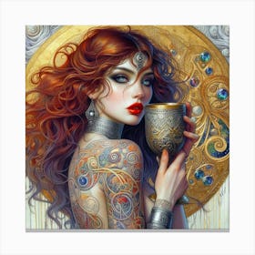 Celtic Priestess Art: Yayoi Kusama, Gustav Klimt, Vlad Safronov Inspiration. Canvas Print