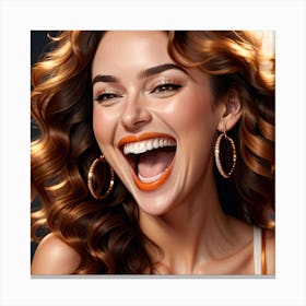 Beautiful Woman Laughing Canvas Print