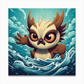 Owl In The Ocean Canvas Print