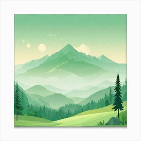 Misty mountains background in green tone 170 Canvas Print