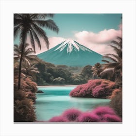 Fiji Fuji In the Spirit of Bob Ross Canvas Print