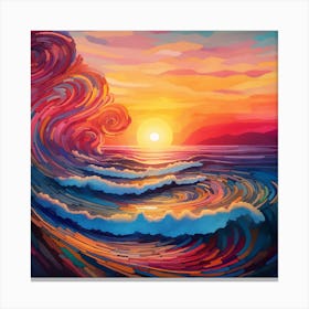 Ocean Waves At Sunset 3 Canvas Print