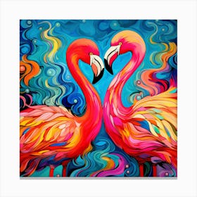 Flamingos In Love Canvas Print