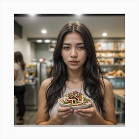 Asian Girl In A Restaurant Canvas Print