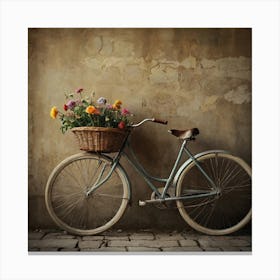 Vintage Bicycle With Flowers Canvas Print