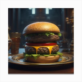 Burger On A Plate 131 Canvas Print