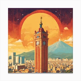 City With A Clock Tower Canvas Print