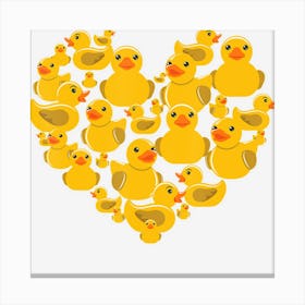 Rubber Duck Heart Valentine Day As Family, Kids, Boy Girl Canvas Print