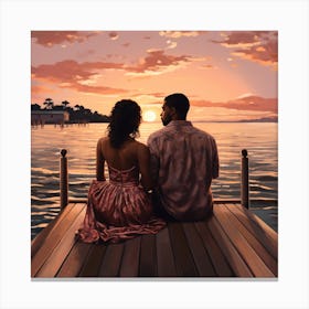 Sunset On The Dock 4 Canvas Print