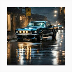 Mustang in the rain Canvas Print