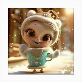 Funny Girl Coffee Cup Character Canvas Print