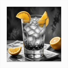 Glass Of Iced Tea With Lemon Slices Canvas Print