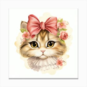 Cat With Flowers Canvas Print