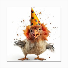 Chicken In A Party Hat Canvas Print