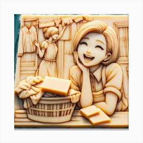 Girl In A Basket Canvas Print