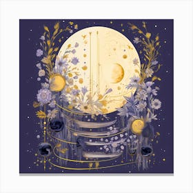 Moon And Flowers Canvas Print