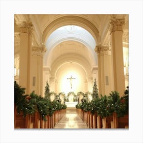 Christmas In The Church Canvas Print