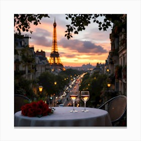 Sunset In Paris Canvas Print