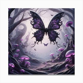 Purple Butterfly In The Forest Canvas Print