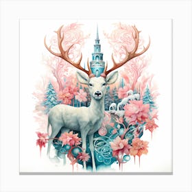 Yuletide Harmony: Layered Christmas Deer Splendor Canvas Print