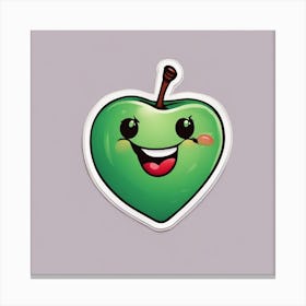 A Happy Cherry With A Smiling Face And A Heart Sticker Canvas Print