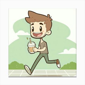 A Boy and his Iced Coffee Canvas Print