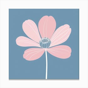 A White And Pink Flower In Minimalist Style Square Composition 313 Canvas Print