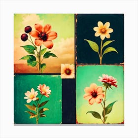 Collage Of Flowers, Surrealist, Vintage Canvas Print