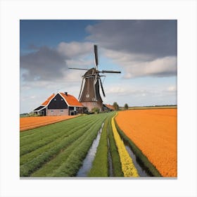 Windmill In The Dutch Countryside Canvas Print