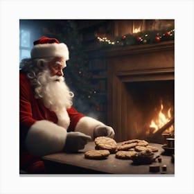 Santa Claus Making Cookies Canvas Print