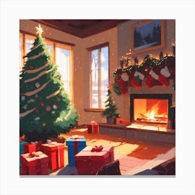 Christmas Tree In The Living Room 11 Canvas Print