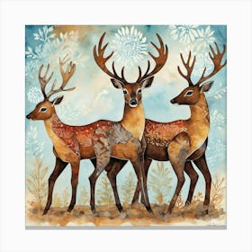 Default Outback Animals 2 Motif Batik Deer Art Print 2 (1) Canvas Print