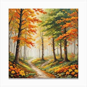 Forest In Autumn In Minimalist Style Square Composition 265 Canvas Print