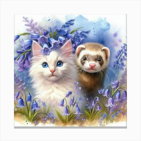 Ferret And Bluebells 1 Canvas Print