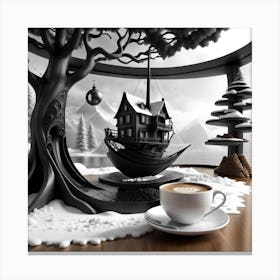 Tree House In A Coffee Shop Canvas Print