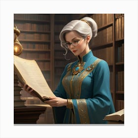 The Elderly Lady Librarian 041 Canvas Print